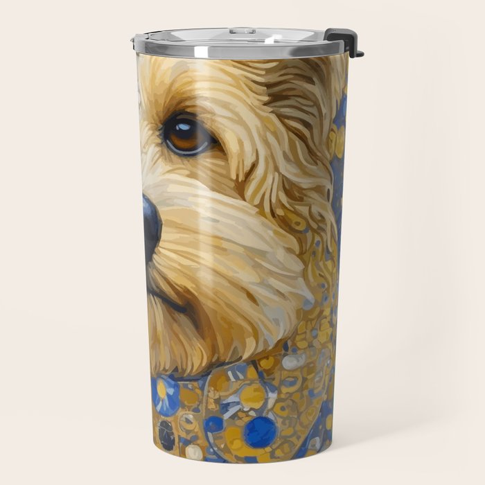 Gustav Klimt Dog in a Starry Night Landscape Travel Mug Gallery Image 2