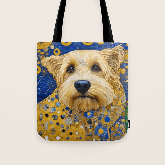 Gustav Klimt Dog in a Starry Night Landscape Tote Bag Gallery Image 1