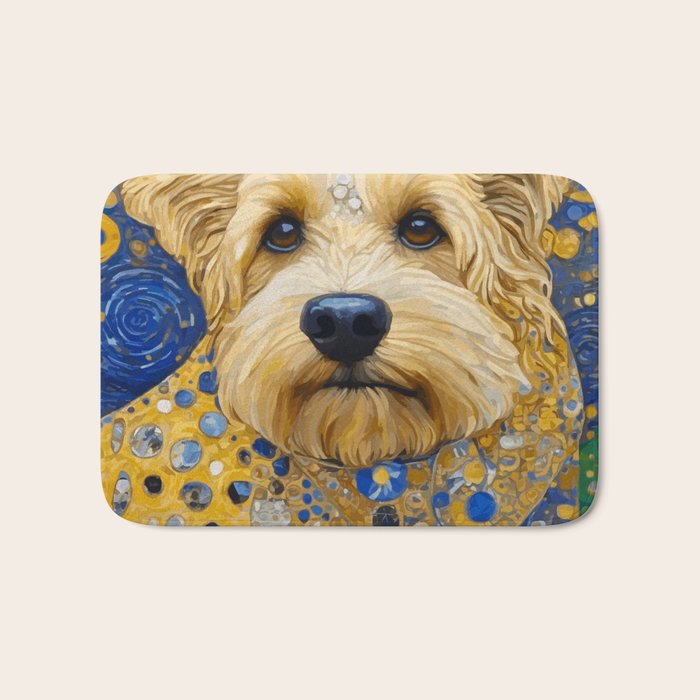 Gustav Klimt Dog in a Starry Night Landscape Bath Mat Gallery Image 1