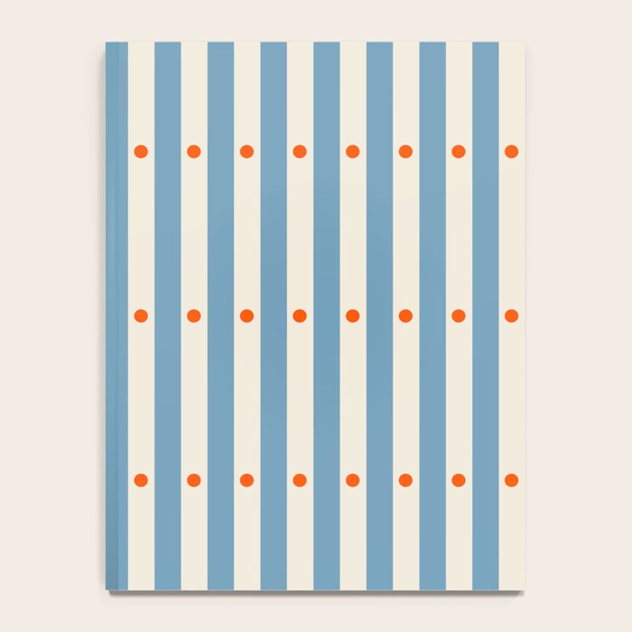 Stripes and Dots geometric pattern blue and white Notebook Gallery Image 4