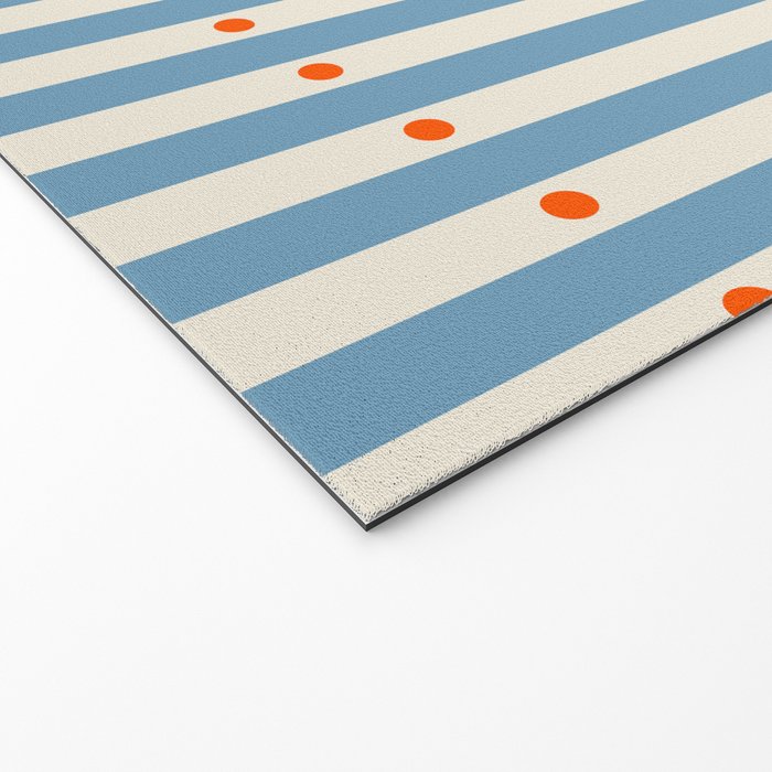 Stripes and Dots geometric pattern blue and white Welcome Mat Gallery Image 2