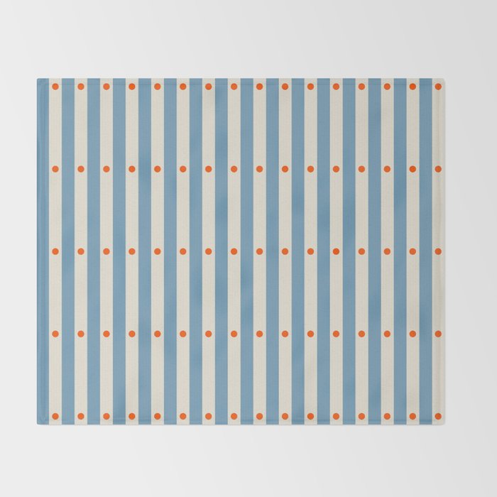Stripes and Dots geometric pattern blue and white Throw Blanket Gallery Image 2