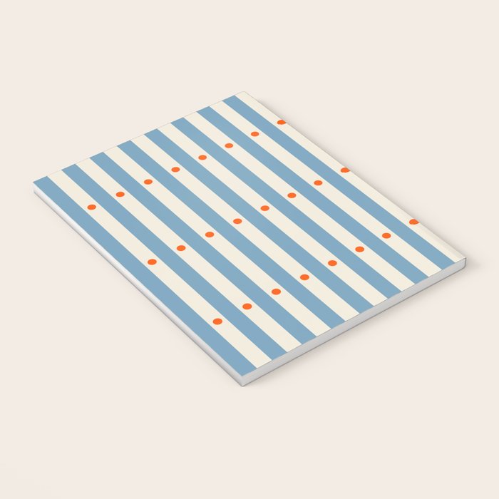 Stripes and Dots geometric pattern blue and white Notebook Gallery Image 3