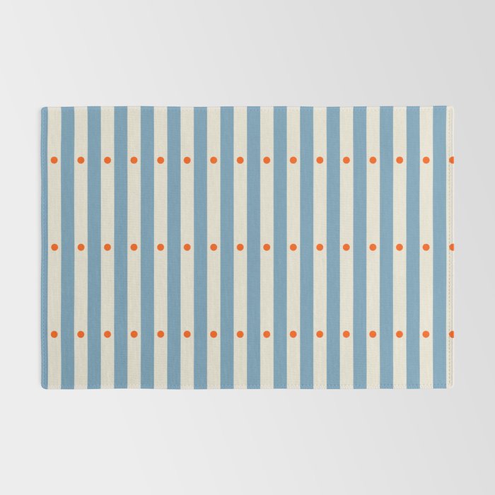 Stripes and Dots geometric pattern blue and white Rug Gallery Image 2