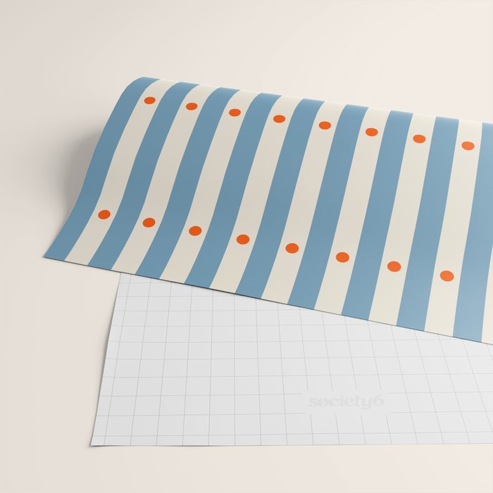 Stripes and Dots geometric pattern blue and white Wrapping Paper Gallery Image 2