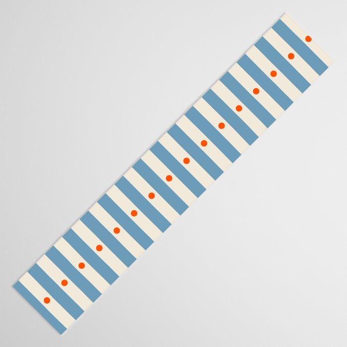 Stripes and Dots geometric pattern blue and white Table Runner Gallery Image 3
