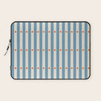 Stripes and Dots geometric pattern blue and white Laptop Sleeve Gallery Image 1
