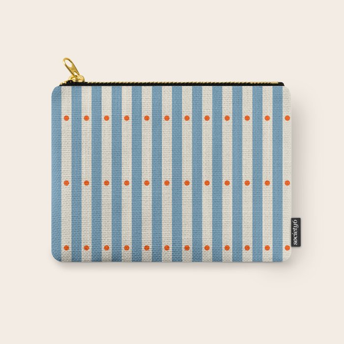 Stripes and Dots geometric pattern blue and white Carry All Pouch Gallery Image 1