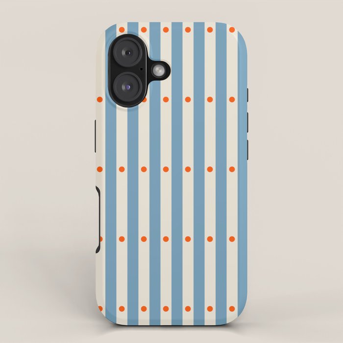 Stripes and Dots geometric pattern blue and white iPhone Case Gallery Image 1