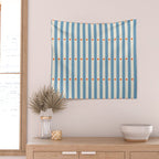 Stripes and Dots geometric pattern blue and white Wall Tapestry Gallery Image 2