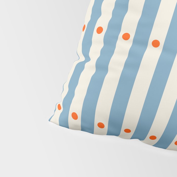 Stripes and Dots geometric pattern blue and white Pillow Sham Gallery Image 4