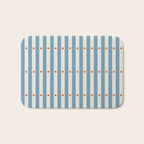 Stripes and Dots geometric pattern blue and white Bath Mat Gallery Image 1