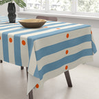 Stripes and Dots geometric pattern blue and white Tablecloth Gallery Image 3