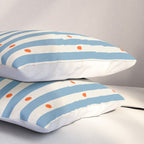 Stripes and Dots geometric pattern blue and white Pillow Sham Gallery Image 3