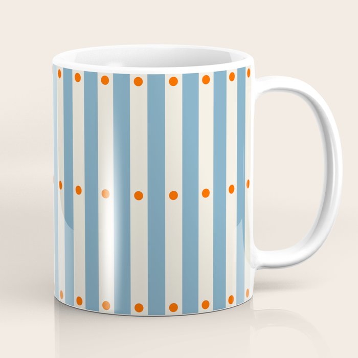 Stripes and Dots geometric pattern blue and white Coffee Mug Gallery Image 1