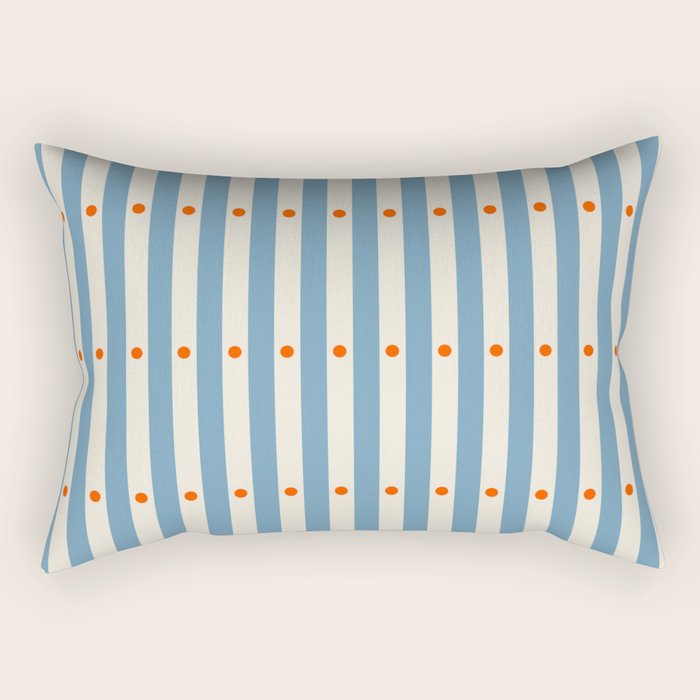 Stripes and Dots geometric pattern blue and white Rectangular Pillow Gallery Image 2