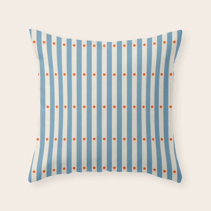 Stripes and Dots geometric pattern blue and white Throw Pillow Gallery Image 6