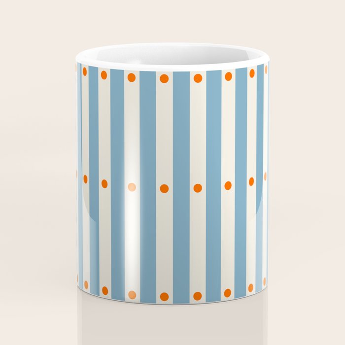 Stripes and Dots geometric pattern blue and white Coffee Mug Gallery Image 4