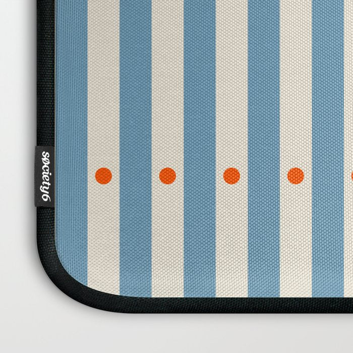 Stripes and Dots geometric pattern blue and white Laptop Sleeve Gallery Image 3