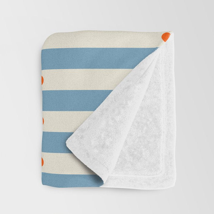 Stripes and Dots geometric pattern blue and white Throw Blanket Gallery Image 3