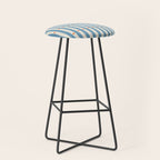 Stripes and Dots geometric pattern blue and white Stool Gallery Image 1