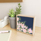 Boho, Floral Watercolor, Roses, Navy Blue and Pink Mini Art Print Gallery Image 2