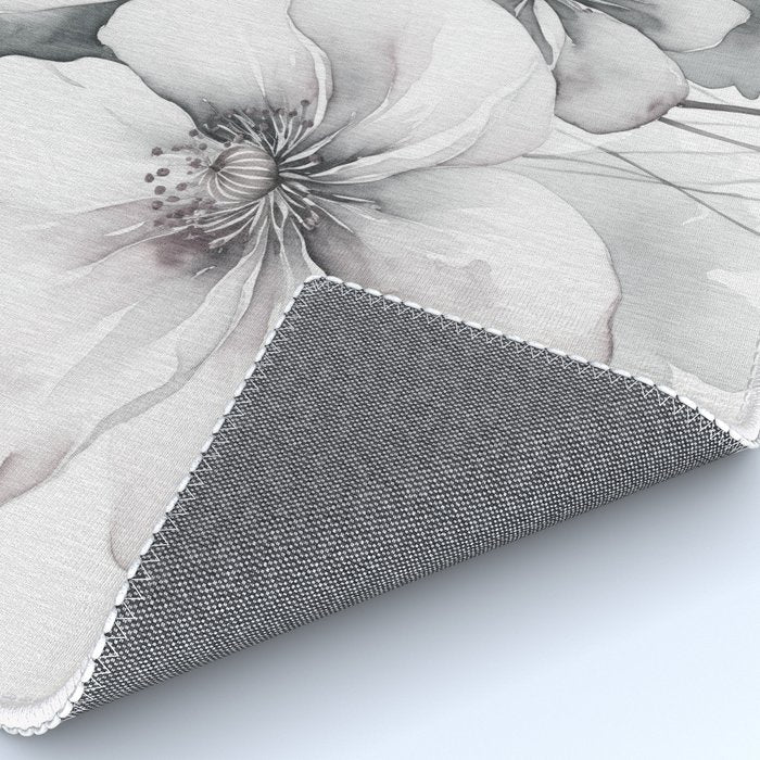Delicate Monochrome Greyscale Flower Serenity  Rug Gallery Image 4
