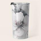 Delicate Monochrome Greyscale Flower Serenity  Travel Mug Gallery Image 3