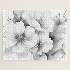 Delicate Monochrome Greyscale Flower Serenity  Jigsaw Puzzle Gallery Image 1