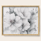 Delicate Monochrome Greyscale Flower Serenity  Serving Tray Gallery Image 1