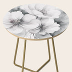Delicate Monochrome Greyscale Flower Serenity  Side Table Gallery Image 2