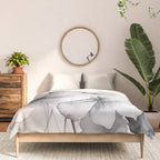 Delicate Monochrome Greyscale Flower Serenity  Comforter Gallery Image 3
