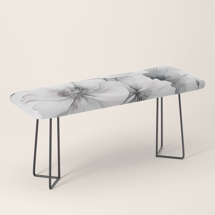 Delicate Monochrome Greyscale Flower Serenity  Bench Gallery Image 1