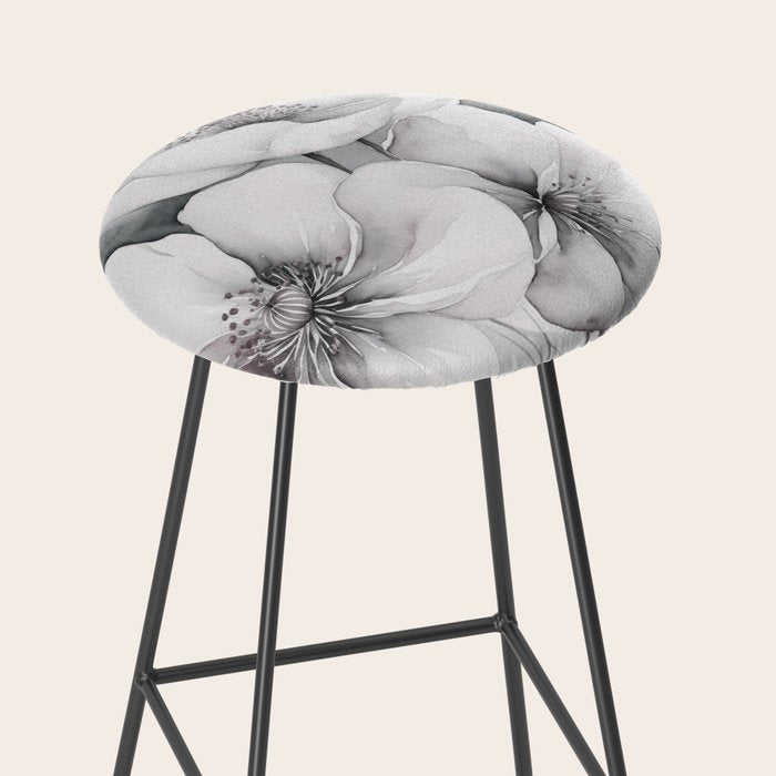 Delicate Monochrome Greyscale Flower Serenity  Stool Gallery Image 2