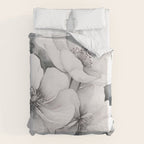 Delicate Monochrome Greyscale Flower Serenity  Duvet Cover Gallery Image 6