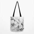 Delicate Monochrome Greyscale Flower Serenity  Tote Bag Gallery Image 2