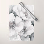 Delicate Monochrome Greyscale Flower Serenity  Wrapping Paper Gallery Image 1