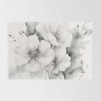 Delicate Monochrome Greyscale Flower Serenity  Rug Gallery Image 2