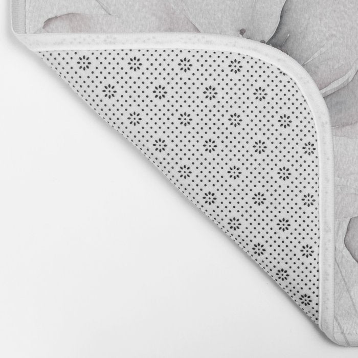 Delicate Monochrome Greyscale Flower Serenity  Bath Mat Gallery Image 2