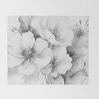 Delicate Monochrome Greyscale Flower Serenity  Throw Blanket Gallery Image 2