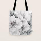 Delicate Monochrome Greyscale Flower Serenity  Tote Bag Gallery Image 1