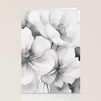 Delicate Monochrome Greyscale Flower Serenity  Stationery Card Gallery Image 2