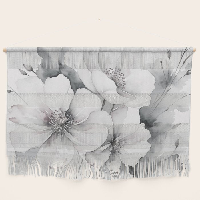 Delicate Monochrome Greyscale Flower Serenity  Wall Hanging Gallery Image 1