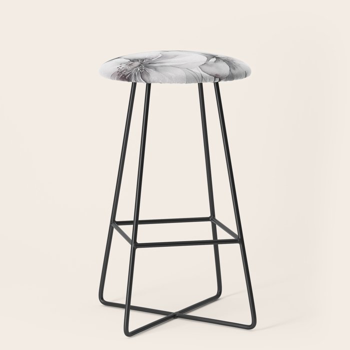 Delicate Monochrome Greyscale Flower Serenity  Stool Gallery Image 1