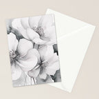 Delicate Monochrome Greyscale Flower Serenity  Stationery Card Gallery Image 2