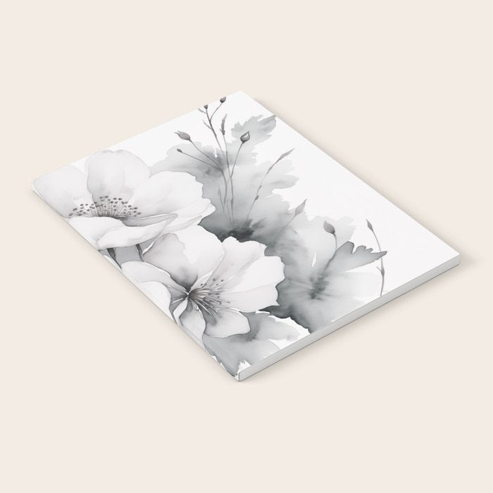 Delicate Monochrome Greyscale Flower Serenity  Notebook Gallery Image 2