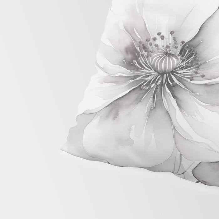 Delicate Monochrome Greyscale Flower Serenity  Pillow Sham Gallery Image 4