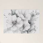 Delicate Monochrome Greyscale Flower Serenity  Welcome Mat Gallery Image 1