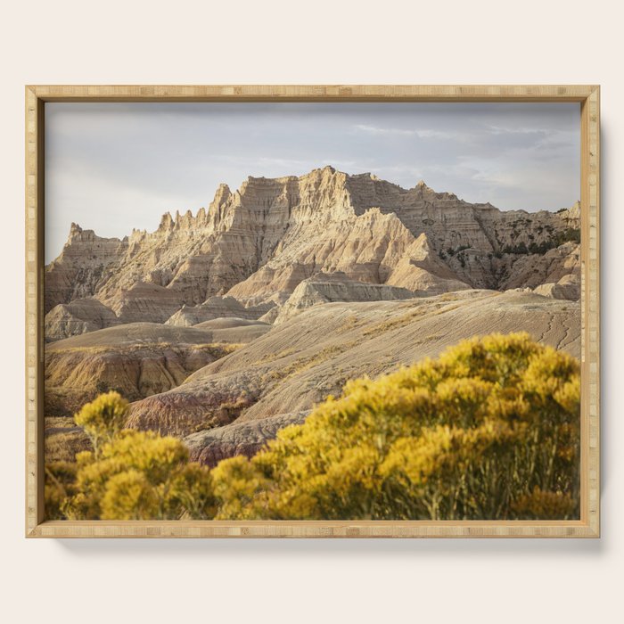 Sunrise over the Badlands x Badlands National Park Photography Serving Tray Gallery Image 1