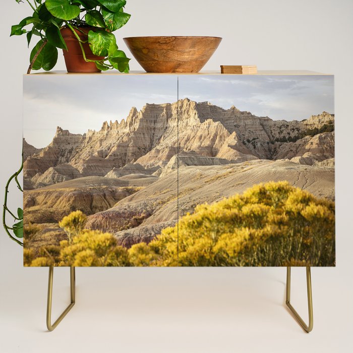 Sunrise over the Badlands x Badlands National Park Photography Credenza Gallery Image 1